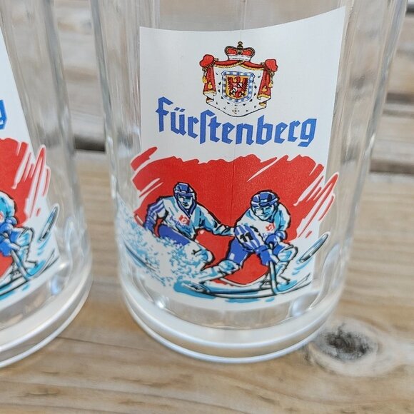 Vintage Fürstenberg Brewery Beer Glass PAIR - Picture 2 of 5